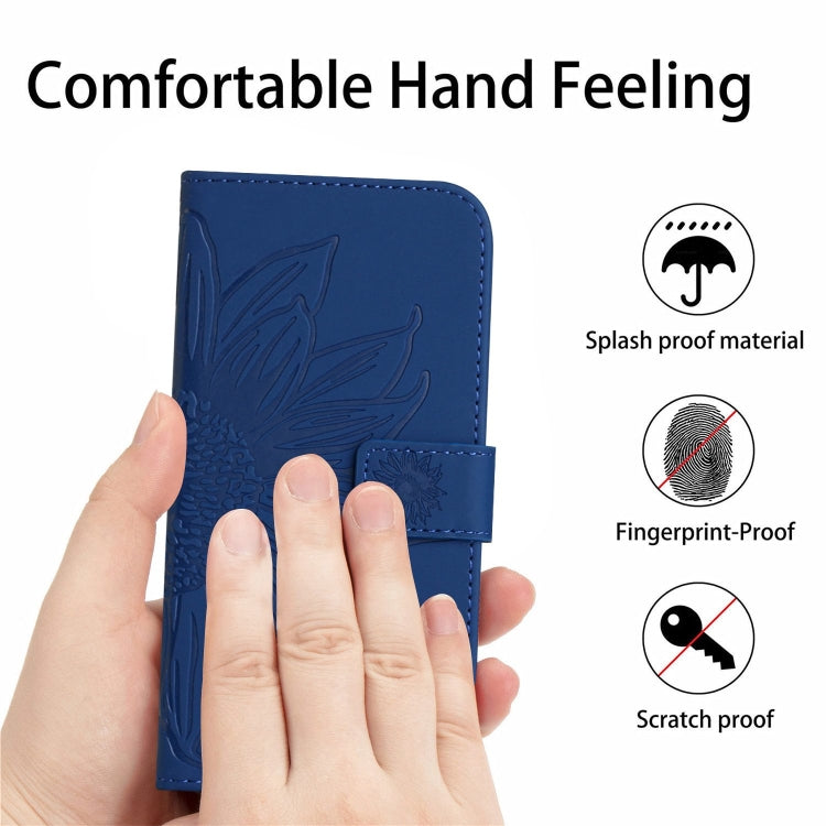 For Xiaomi Redmi 13 4G Global / 5G Global Skin Feel Sun Flower Embossed Flip Leather Phone Case with Lanyard