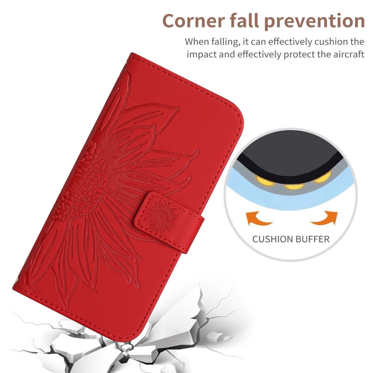 For Xiaomi Redmi 13 4G Global / 5G Global Skin Feel Sun Flower Embossed Flip Leather Phone Case with Lanyard
