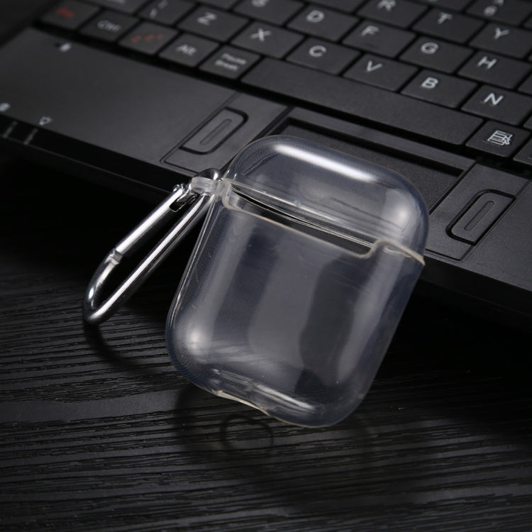 For AirPods 1 / 2 Transparent TPU Soft Earphone Protective Case with Hook