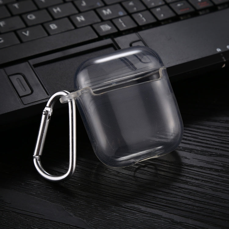 For AirPods 1 / 2 Transparent TPU Soft Earphone Protective Case with Hook