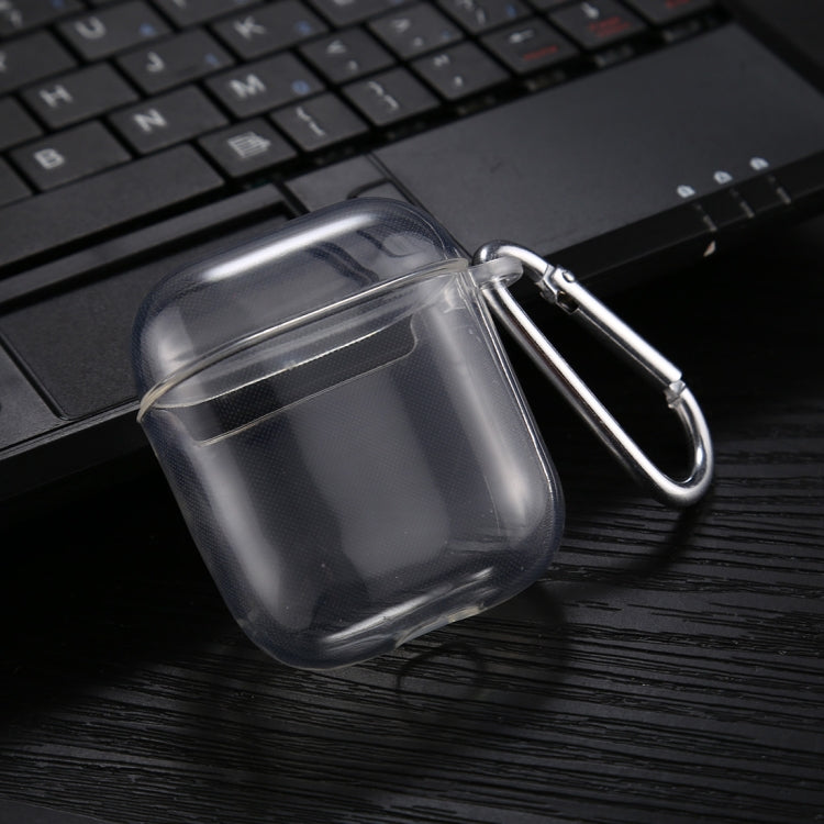 For AirPods 1 / 2 Transparent TPU Soft Earphone Protective Case with Hook