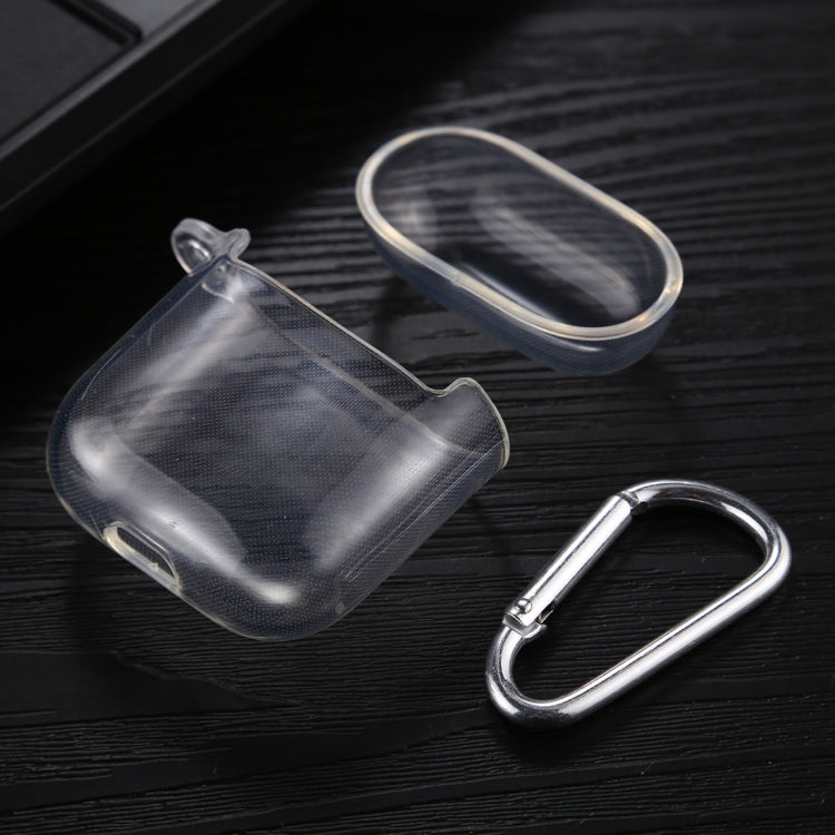 For AirPods 1 / 2 Transparent TPU Soft Earphone Protective Case with Hook