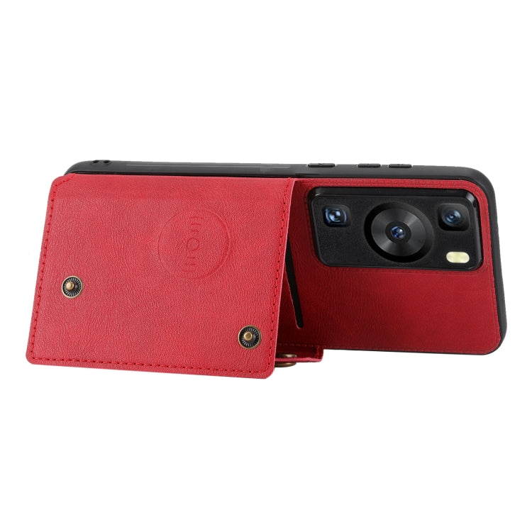 For Huawei P60 / P60 Pro Double Buckle Magnetic PU+TPU Phone Case