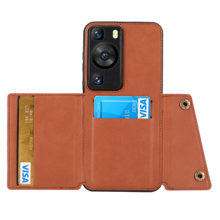 For Huawei P60 / P60 Pro Double Buckle Magnetic PU+TPU Phone Case