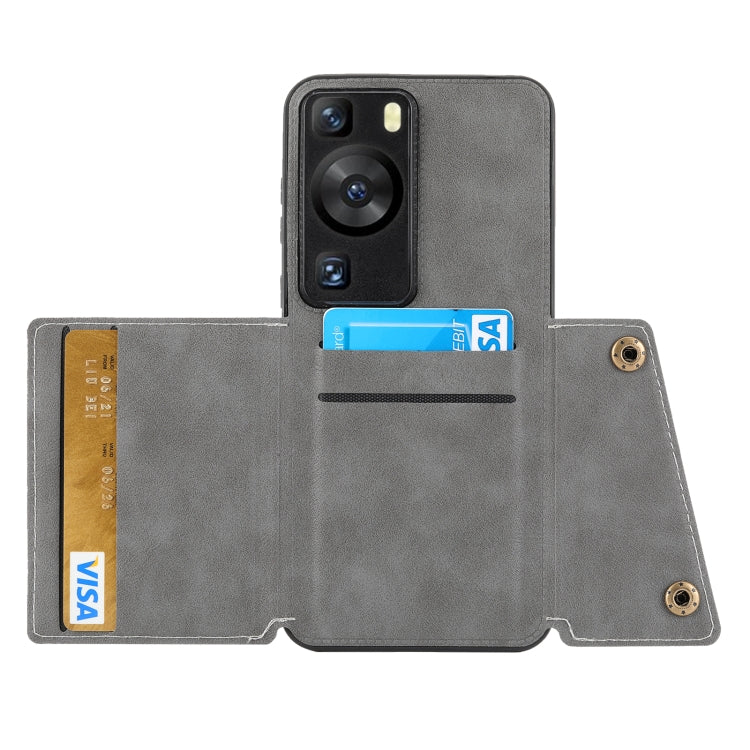 For Huawei P60 / P60 Pro Double Buckle Magnetic PU+TPU Phone Case