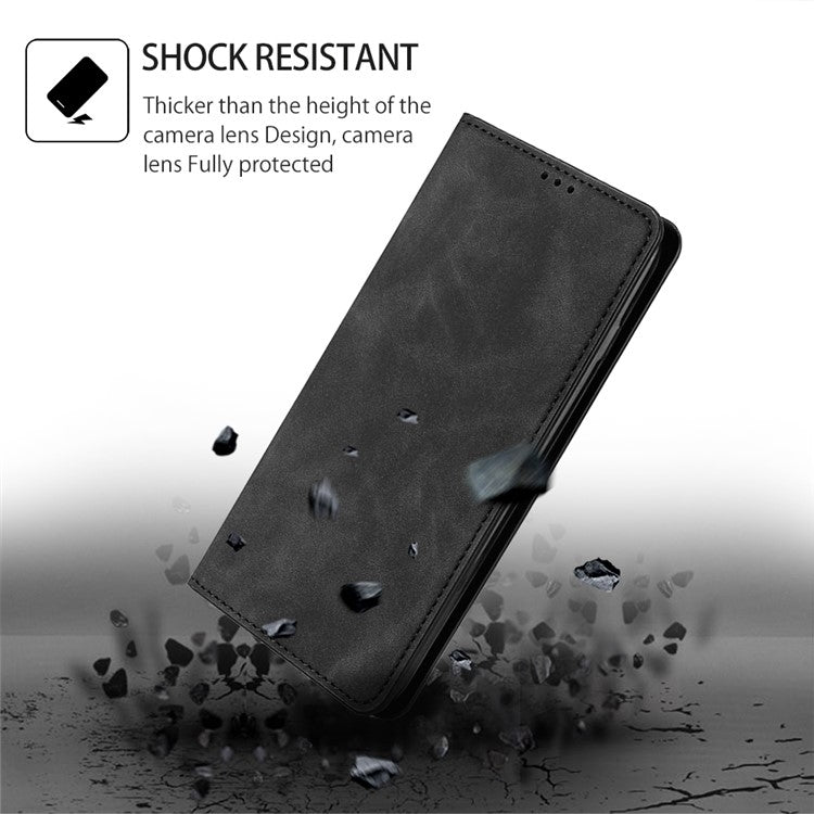 For Samsung Galaxy M55 5G Skin Feel Magnetic Leather Phone Case