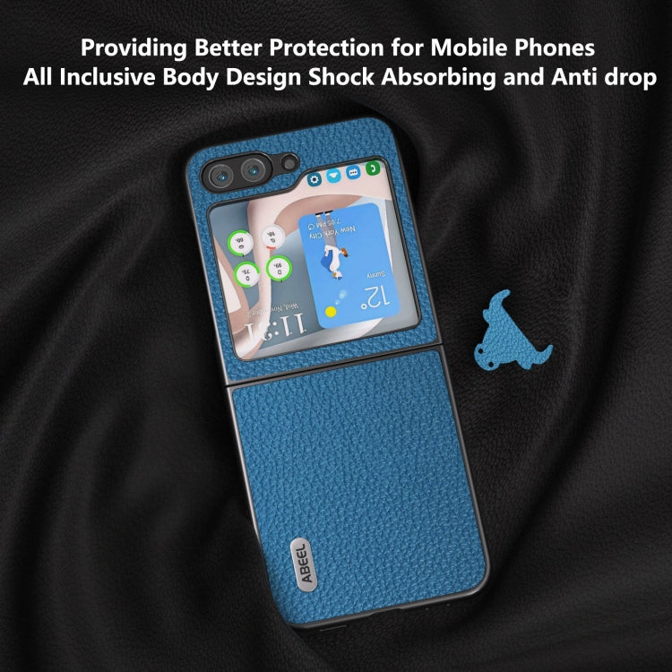 For Samsung Galaxy Z Flip6 / Flip7 FE ABEEL Genuine Leather Litchi Texture Phone Case