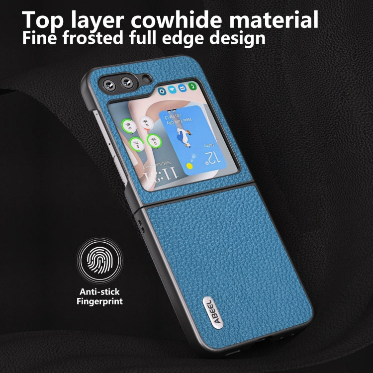 For Samsung Galaxy Z Flip6 / Flip7 FE ABEEL Genuine Leather Litchi Texture Phone Case