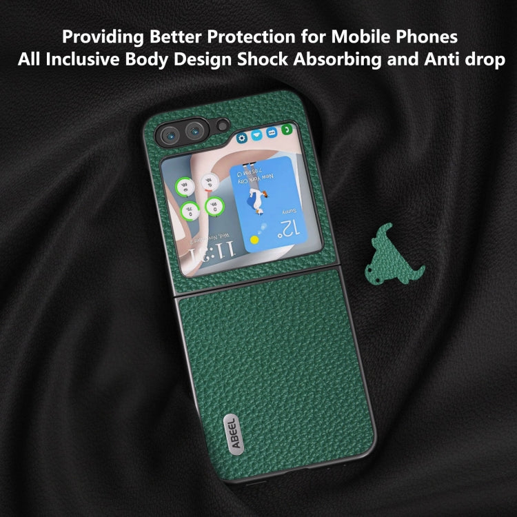 For Samsung Galaxy Z Flip6 / Flip7 FE ABEEL Genuine Leather Litchi Texture Phone Case