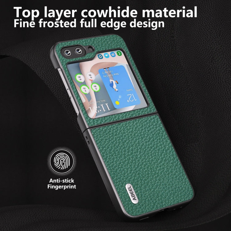 For Samsung Galaxy Z Flip6 / Flip7 FE ABEEL Genuine Leather Litchi Texture Phone Case