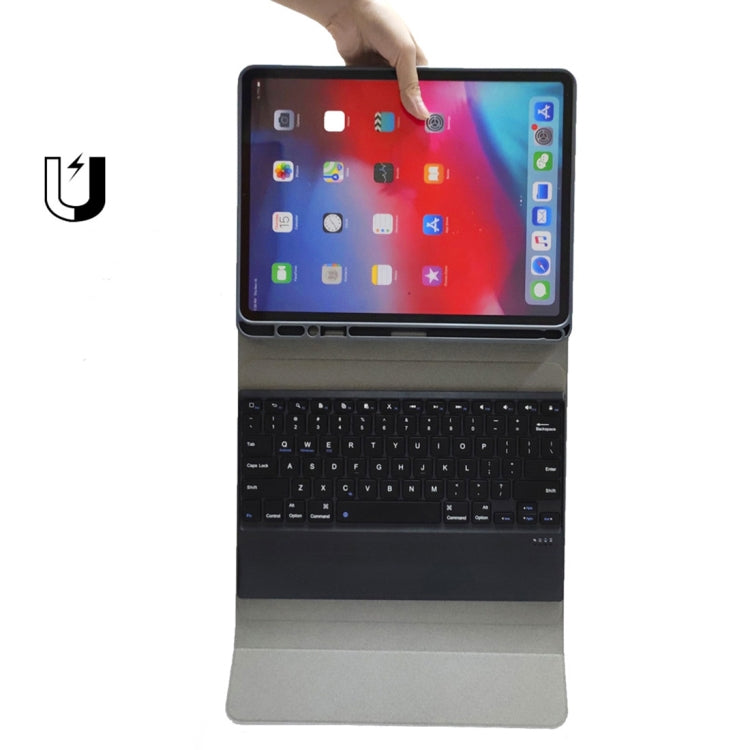 HK131B For iPad Pro 12.9 inch (2020 & 2018) 2 in 1 Detachable Magnetic Attraction Plastic Bluetooth Keyboard + Fabric Texture PU Leather Tablet Case with Stand & Pen Slot