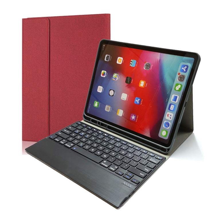 HK131B For iPad Pro 12.9 inch (2020 & 2018) 2 in 1 Detachable Magnetic Attraction Plastic Bluetooth Keyboard + Fabric Texture PU Leather Tablet Case with Stand & Pen Slot