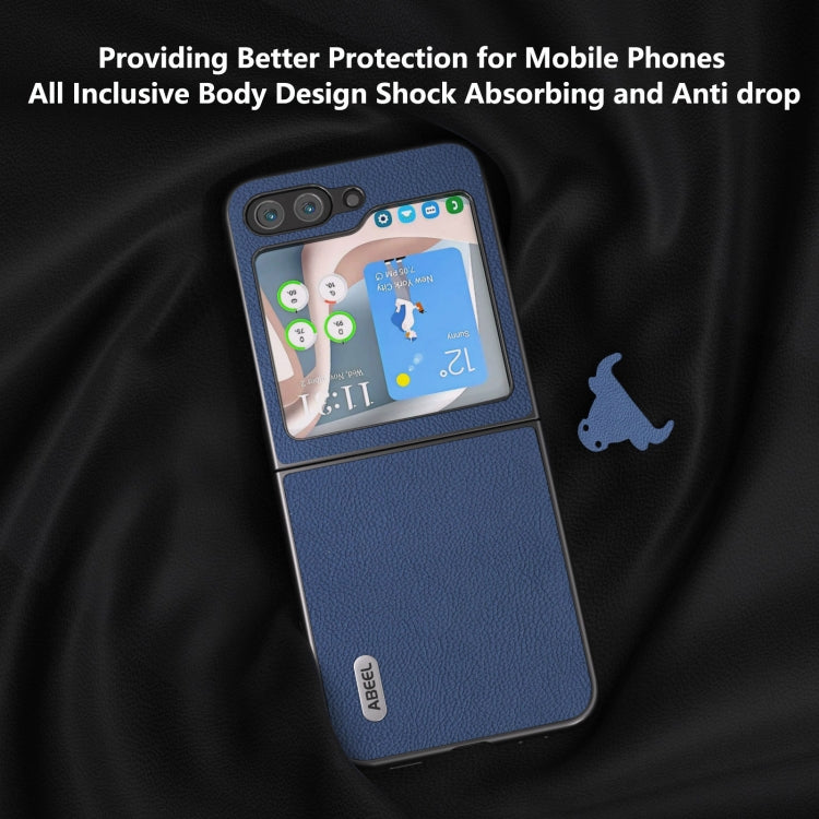 For Samsung Galaxy Z Flip6 / Flip7 FE ABEEL Genuine Leather + PC Litchi Texture Phone Case