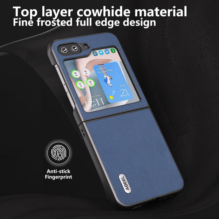 For Samsung Galaxy Z Flip6 / Flip7 FE ABEEL Genuine Leather + PC Litchi Texture Phone Case