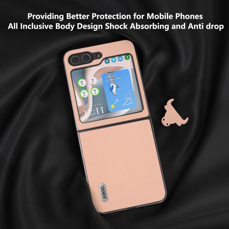 For Samsung Galaxy Z Flip6 / Flip7 FE ABEEL Genuine Leather + PC Litchi Texture Phone Case