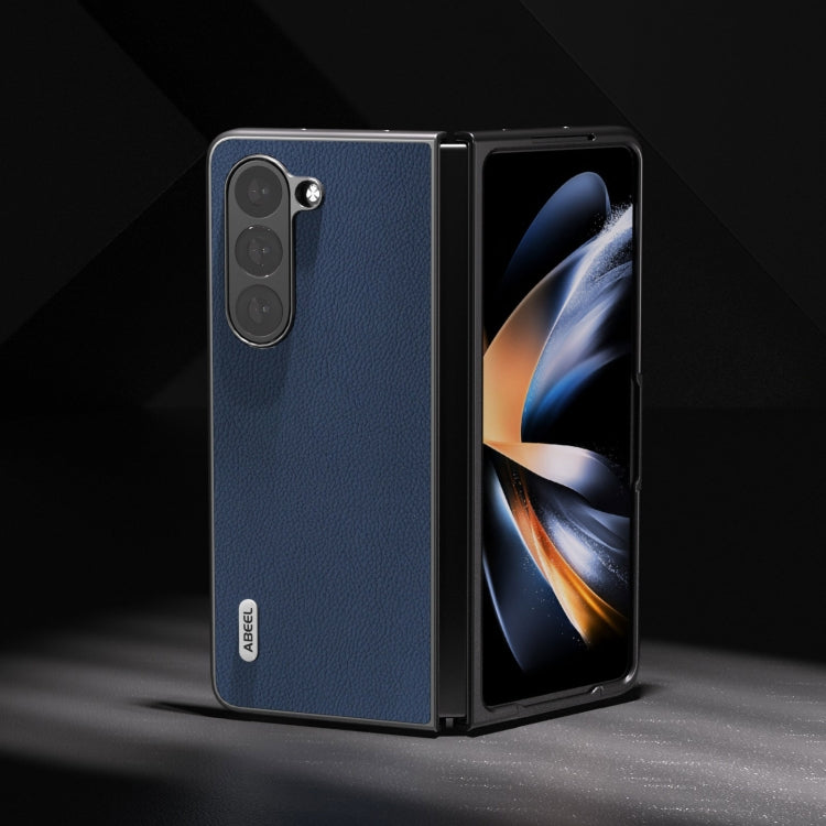 For Samsung Galaxy Z Fold6 ABEEL Genuine Leather + PC Litchi Texture Phone Case