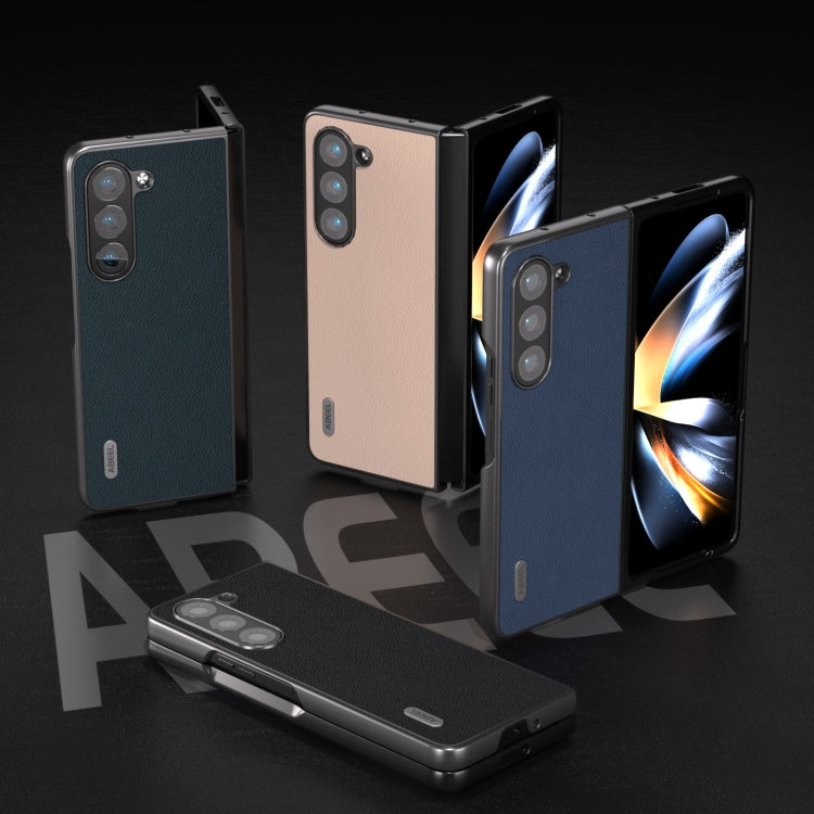 For Samsung Galaxy Z Fold6 ABEEL Genuine Leather + PC Litchi Texture Phone Case
