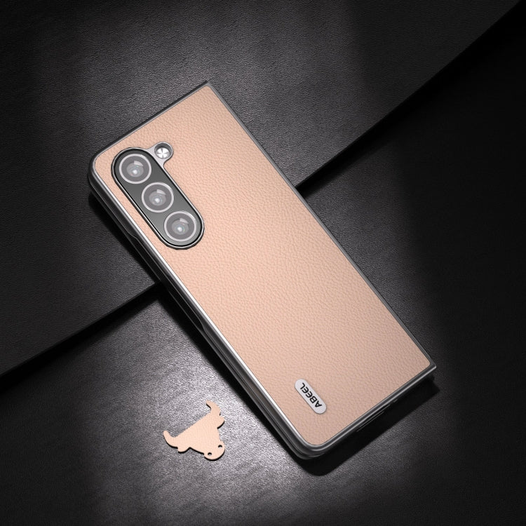 For Samsung Galaxy Z Fold6 ABEEL Genuine Leather + PC Litchi Texture Phone Case