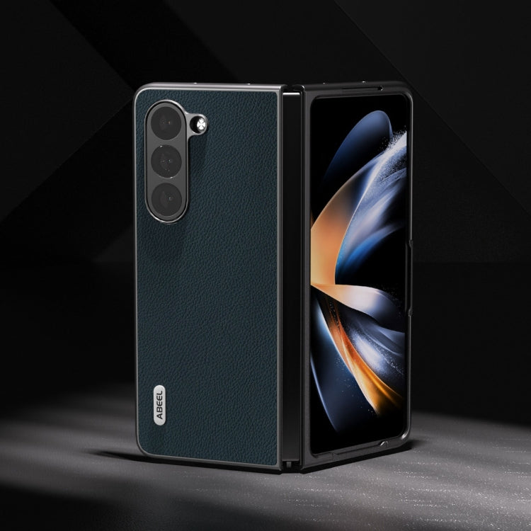For Samsung Galaxy Z Fold6 ABEEL Genuine Leather + PC Litchi Texture Phone Case