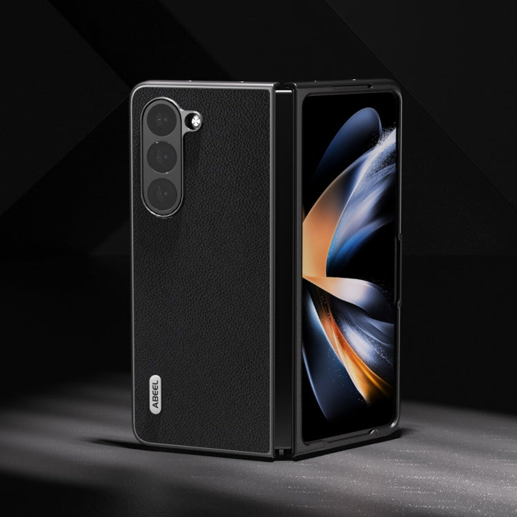 For Samsung Galaxy Z Fold6 ABEEL Genuine Leather + PC Litchi Texture Phone Case