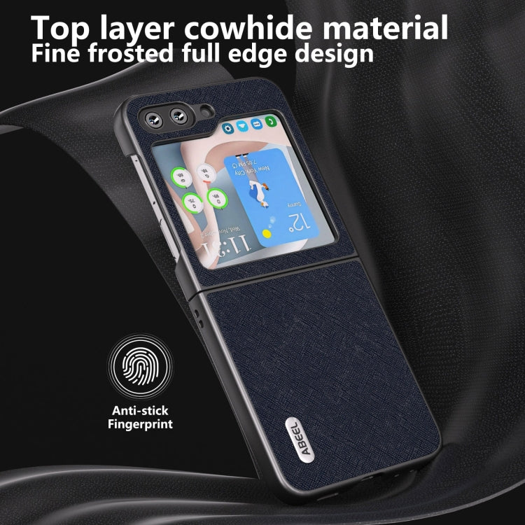 For Samsung Galaxy Z Flip6 / Flip7 FE ABEEL Cross Texture Genuine Leather Phone Case