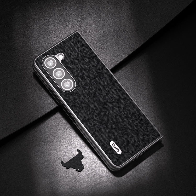 For Samsung Galaxy Z Fold6 ABEEL Cross Texture Genuine Leather Phone Case