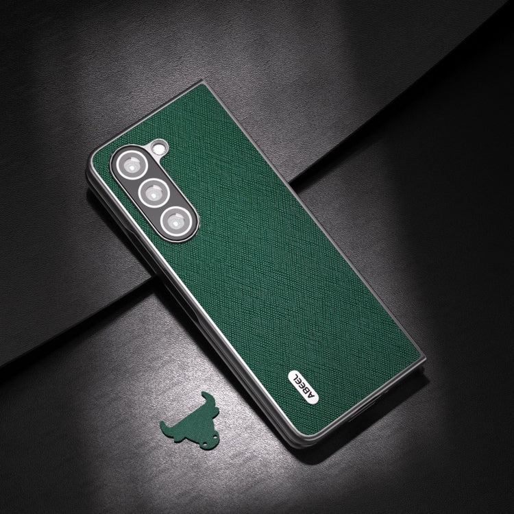 For Samsung Galaxy Z Fold6 ABEEL Cross Texture Genuine Leather Phone Case