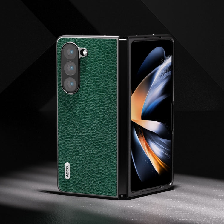 For Samsung Galaxy Z Fold6 ABEEL Cross Texture Genuine Leather Phone Case
