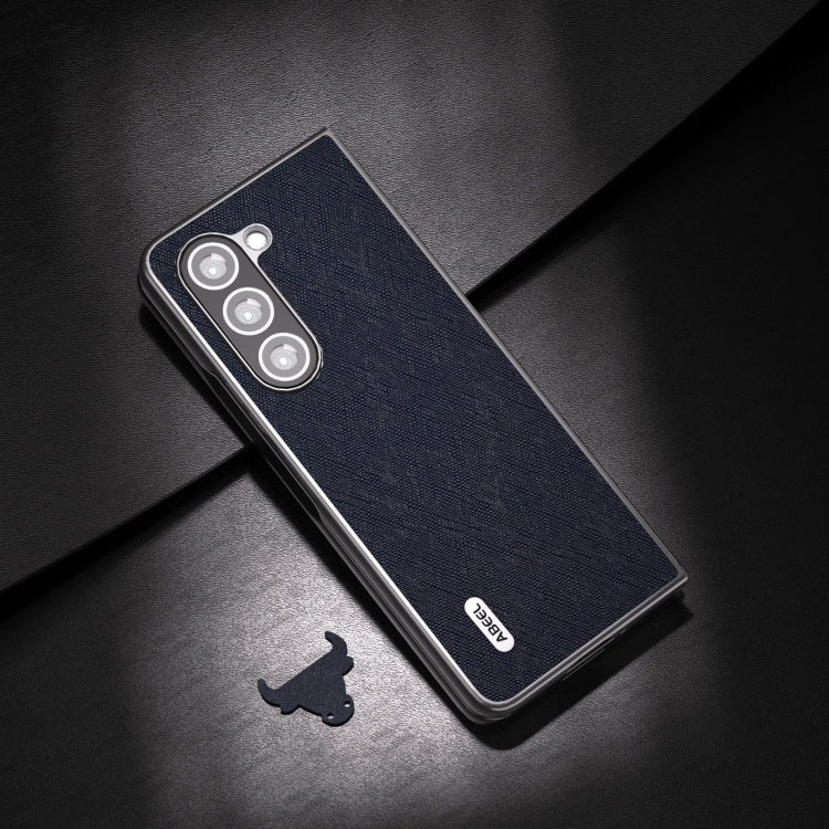 For Samsung Galaxy Z Fold6 ABEEL Cross Texture Genuine Leather Phone Case