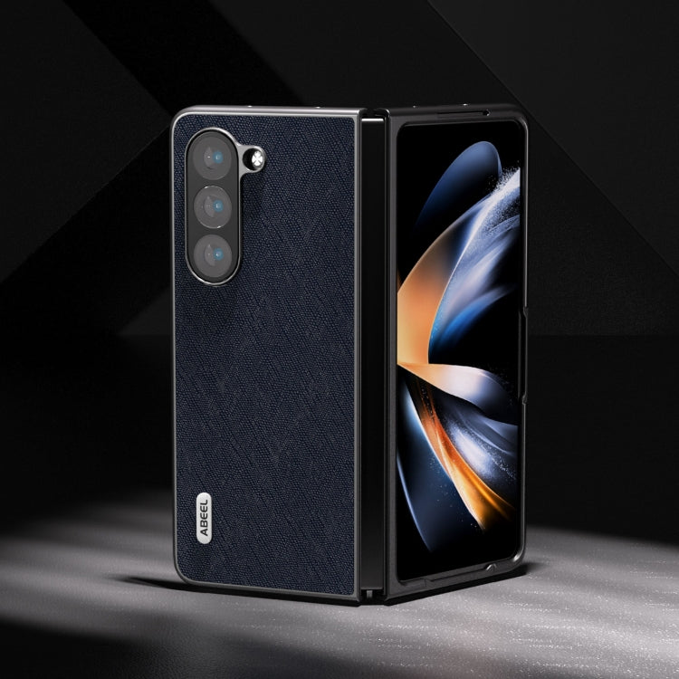 For Samsung Galaxy Z Fold6 ABEEL Cross Texture Genuine Leather Phone Case