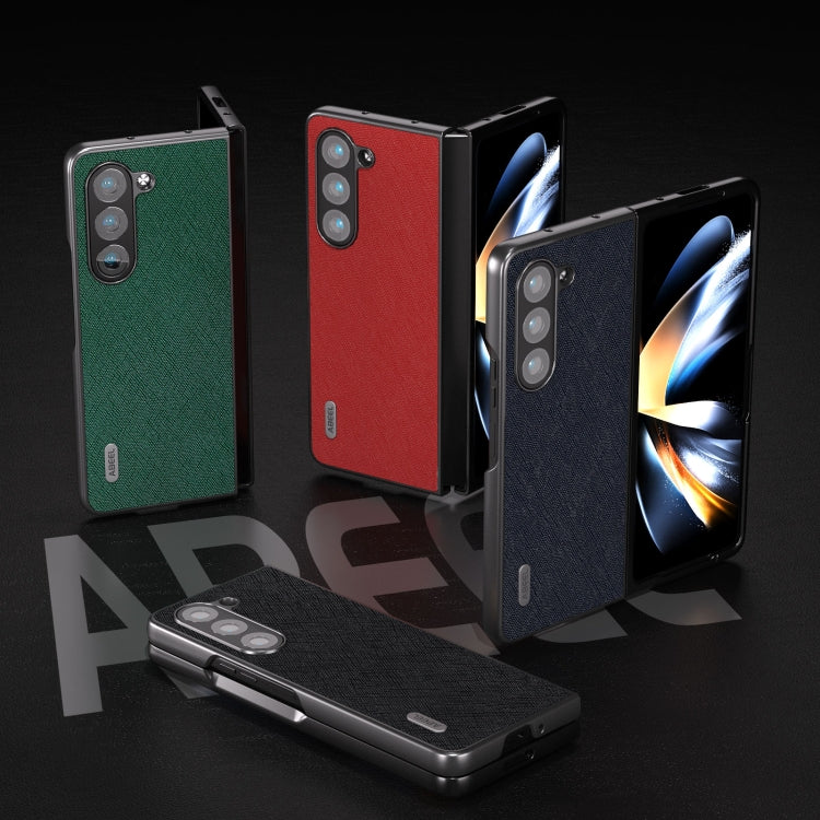 For Samsung Galaxy Z Fold6 ABEEL Cross Texture Genuine Leather Phone Case