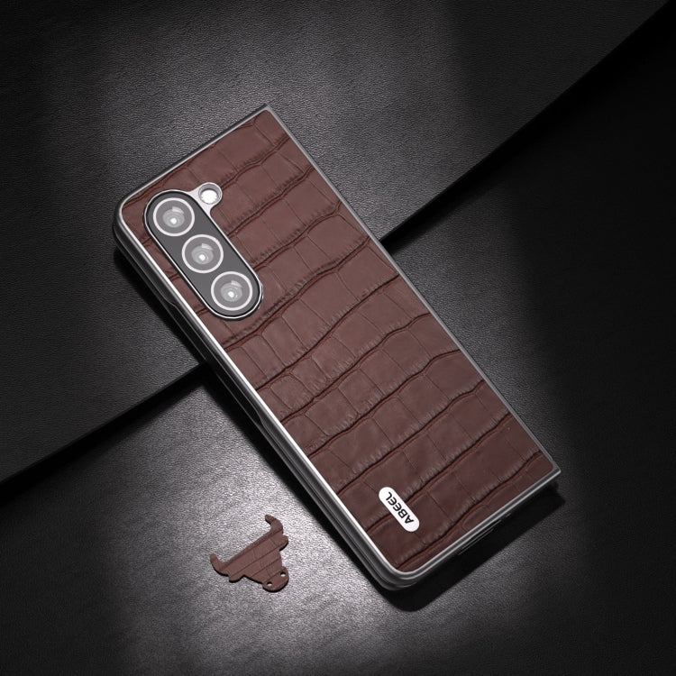 For Samsung Galaxy Z Fold6 ABEEL Crocodile Texture Genuine Leather Phone Case