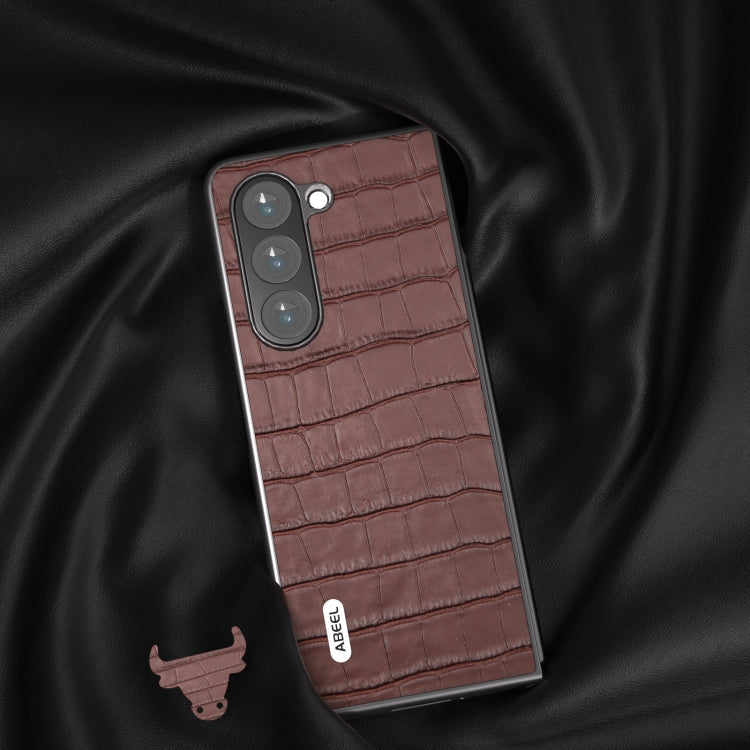 For Samsung Galaxy Z Fold6 ABEEL Crocodile Texture Genuine Leather Phone Case