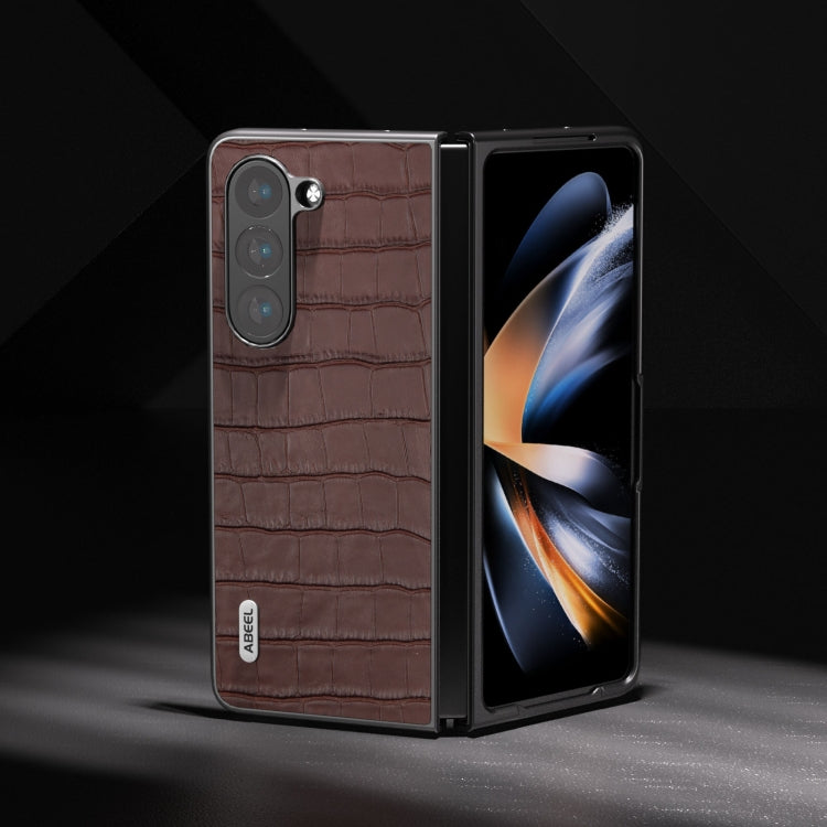 For Samsung Galaxy Z Fold6 ABEEL Crocodile Texture Genuine Leather Phone Case