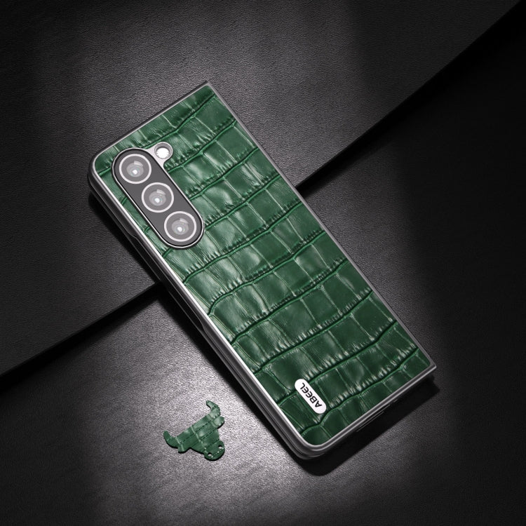 For Samsung Galaxy Z Fold6 ABEEL Crocodile Texture Genuine Leather Phone Case