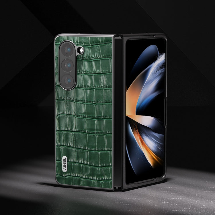 For Samsung Galaxy Z Fold6 ABEEL Crocodile Texture Genuine Leather Phone Case