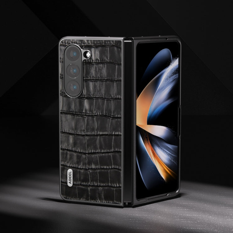 For Samsung Galaxy Z Fold6 ABEEL Crocodile Texture Genuine Leather Phone Case