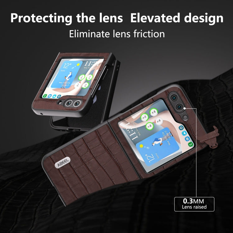 For Samsung Galaxy Z Flip6 / Flip7 FE ABEEL Crocodile Texture Genuine Leather Phone Case