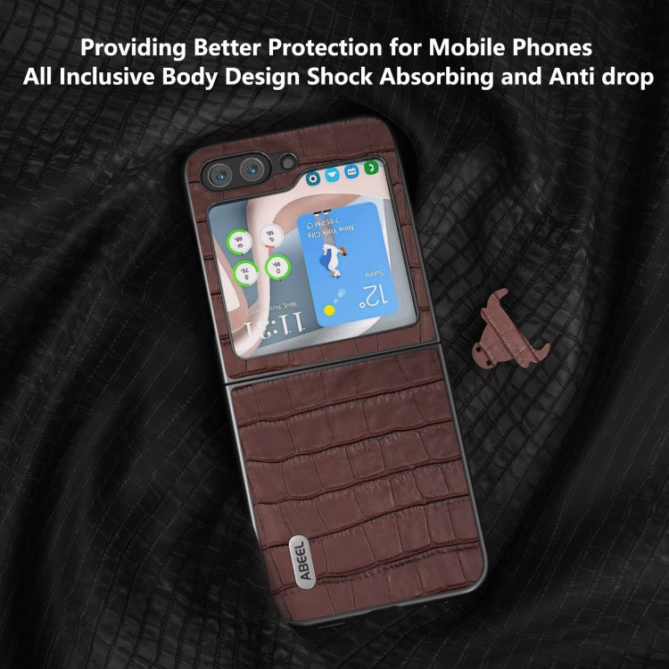 For Samsung Galaxy Z Flip6 / Flip7 FE ABEEL Crocodile Texture Genuine Leather Phone Case