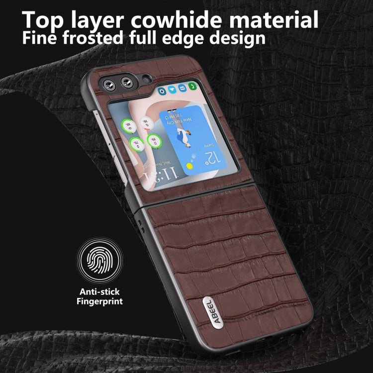 For Samsung Galaxy Z Flip6 / Flip7 FE ABEEL Crocodile Texture Genuine Leather Phone Case