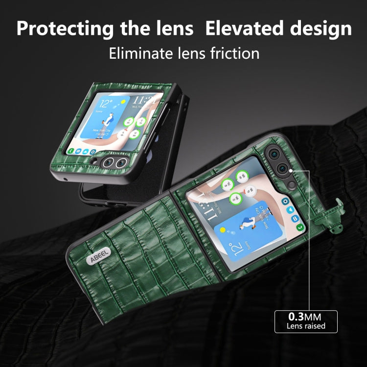 For Samsung Galaxy Z Flip6 / Flip7 FE ABEEL Crocodile Texture Genuine Leather Phone Case
