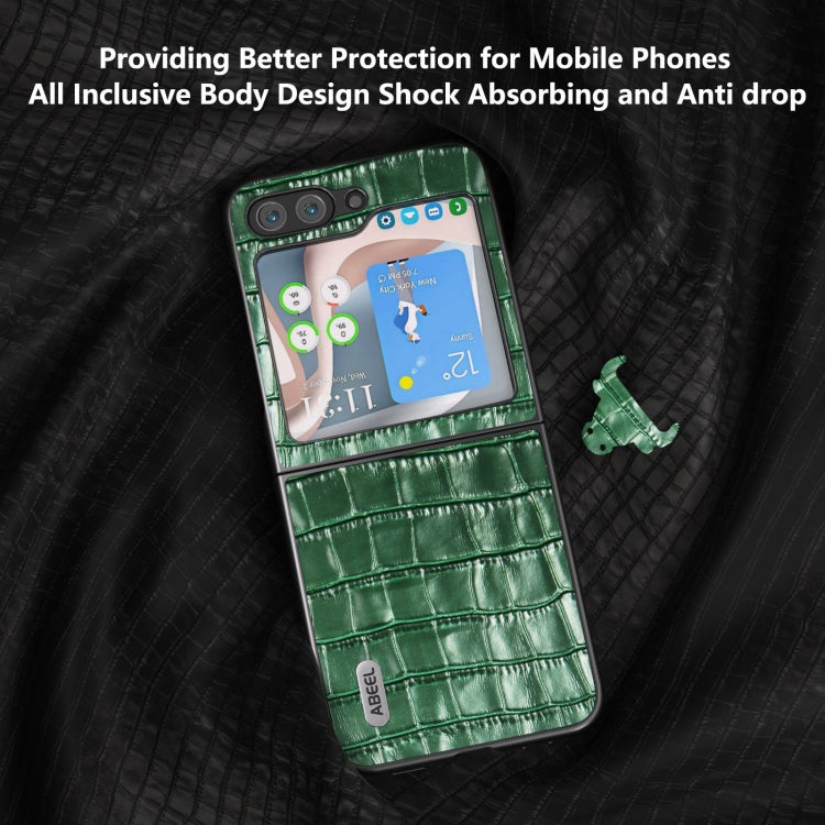 For Samsung Galaxy Z Flip6 / Flip7 FE ABEEL Crocodile Texture Genuine Leather Phone Case