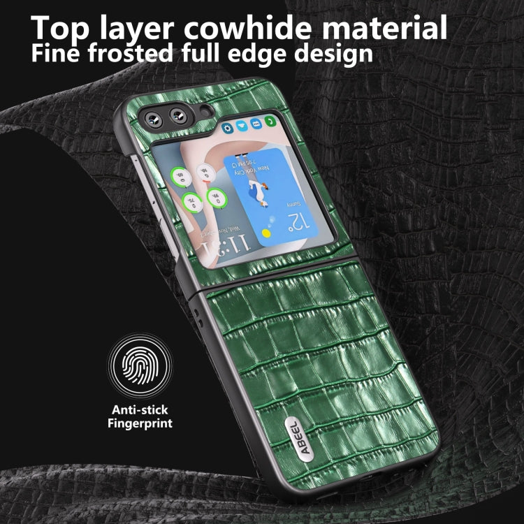 For Samsung Galaxy Z Flip6 / Flip7 FE ABEEL Crocodile Texture Genuine Leather Phone Case