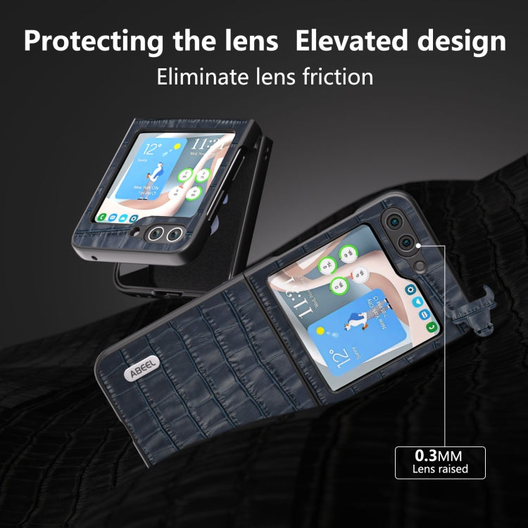 For Samsung Galaxy Z Flip6 / Flip7 FE ABEEL Crocodile Texture Genuine Leather Phone Case
