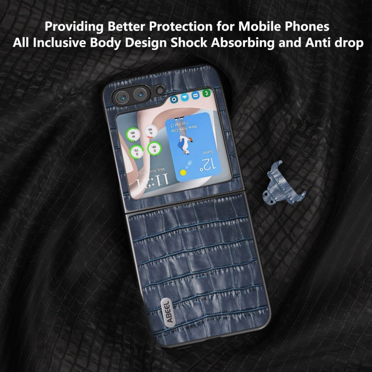 For Samsung Galaxy Z Flip6 / Flip7 FE ABEEL Crocodile Texture Genuine Leather Phone Case