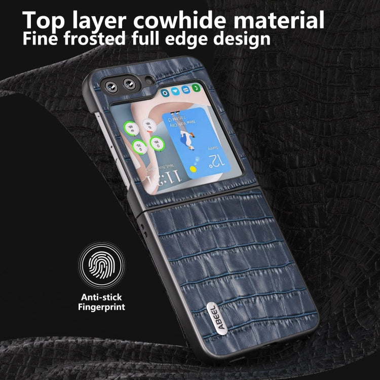 For Samsung Galaxy Z Flip6 / Flip7 FE ABEEL Crocodile Texture Genuine Leather Phone Case