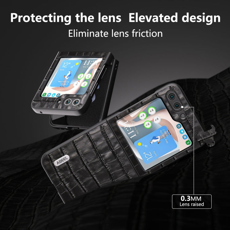 For Samsung Galaxy Z Flip6 / Flip7 FE ABEEL Crocodile Texture Genuine Leather Phone Case
