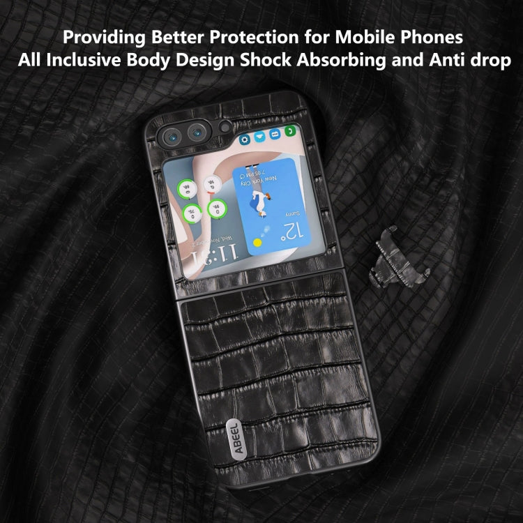 For Samsung Galaxy Z Flip6 / Flip7 FE ABEEL Crocodile Texture Genuine Leather Phone Case