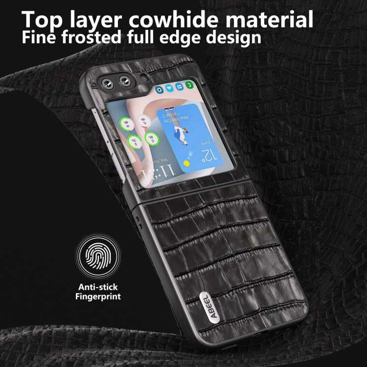 For Samsung Galaxy Z Flip6 / Flip7 FE ABEEL Crocodile Texture Genuine Leather Phone Case