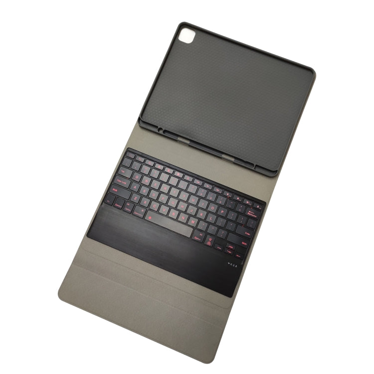 HK131D For iPad Pro 12.9 inch (2020 & 2018) 2 in 1 Detachable Seven-color Backlight Plastic Bluetooth Keyboard + Fabric Texture PU Leather Tablet Case with Stand & Pen Slot